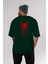 Spiderman Arka Baskılı Zümrüt Yeşili Oversize T-Shirt Unisex Erkek Kadın Bisiklet Yaka 5