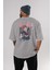 Mako Mankanshoku 2 Anime Arka Baskılı Gri Oversize T-Shirt %100 Pamuk Erkek Kadın 4