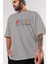 Philly Ön Baskılı Gri Oversize T-Shirt Unisex Erkek Kadın Bisiklet Yaka 3