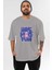 Have More Fun Bear Ön Baskılı Gri Oversize T-Shirt Unisex Erkek Kadın Bisiklet Yaka 1