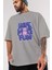 Have More Fun Bear Ön Baskılı Gri Oversize T-Shirt Unisex Erkek Kadın Bisiklet Yaka 3