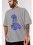 Homer Simpson Ön Baskılı Gri Oversize T-Shirt Unisex Erkek Kadın Bisiklet Yaka 3