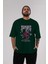 Yamato Anime Ön Baskılı Zümrüt Yeşili Oversize T-Shirt Erkek Kadın 5