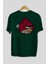 Bird With Anger Arka Baskılı Zümrüt Yeşili Oversize T-Shirt Unisex Erkek Kadın Bisiklet Yaka 2