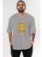 Trust Nobody Ön Baskılı Gri Oversize T-Shirt Unisex Erkek Kadın Bisiklet Yaka 1