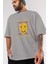 Trust Nobody Ön Baskılı Gri Oversize T-Shirt Unisex Erkek Kadın Bisiklet Yaka 3