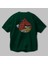 Bird With Anger Arka Baskılı Zümrüt Yeşili Oversize T-Shirt Unisex Erkek Kadın Bisiklet Yaka 3