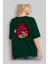 Bird With Anger Arka Baskılı Zümrüt Yeşili Oversize T-Shirt Unisex Erkek Kadın Bisiklet Yaka 4