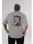 Roronoa Zoro Anime Arka Baskılı Gri Oversize T-Shirt %100 Pamuk Erkek Kadın 1