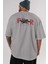 Faith Over Fear Arka Baskılı Gri Oversize T-Shirt Unisex Erkek Kadın Bisiklet Yaka 5