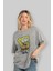 Yellow Sponge Ön Baskılı Gri Oversize T-Shirt Unisex Erkek Kadın Bisiklet Yaka 4