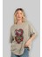 Trıbal Anime Ön Baskılı Bej Oversize T-Shirt Erkek Kadın 3