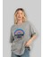 Positive Vibes Ön Baskılı Gri Oversize T-Shirt Unisex Erkek Kadın Bisiklet Yaka 4