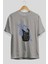 Salt Bae Ön Baskılı Gri Oversize T-Shirt Unisex Erkek Kadın Bisiklet Yaka 2