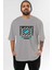 Nippon Pride Ön Baskılı Gri Oversize T-Shirt Unisex Erkek Kadın Bisiklet Yaka 1