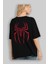 Spiderman (1) Arka Baskılı Siyah Oversize T-Shirt Bisiklet Yaka Pamuk Erkek Kadın 4