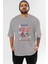 Plumber Skater Ön Baskılı Gri Oversize T-Shirt Unisex Erkek Kadın Bisiklet Yaka 1
