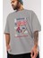 Plumber Skater Ön Baskılı Gri Oversize T-Shirt Unisex Erkek Kadın Bisiklet Yaka 3