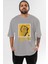 Freedom Is Not Free Ön Baskılı Gri Oversize T-Shirt Unisex Erkek Kadın Bisiklet Yaka 1
