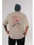 Spiderman (16) Arka Baskılı Bej Oversize T-Shirt Bisiklet Yaka Pamuk Erkek Kadın 1