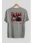 Black Roses Arka Baskılı Gri Oversize T-Shirt Unisex Erkek Kadın Bisiklet Yaka 2