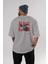 Black Roses Arka Baskılı Gri Oversize T-Shirt Unisex Erkek Kadın Bisiklet Yaka 4