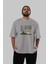 Rio De Janerio Ön Baskılı Gri Oversize T-Shirt Unisex Erkek Kadın Bisiklet Yaka 5