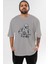 First Order Ön Baskılı Gri Oversize T-Shirt Unisex Erkek Kadın Bisiklet Yaka 1