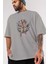 Iron Man 2 Ön Baskılı Gri Oversize T-Shirt Unisex Erkek Kadın Bisiklet Yaka 3