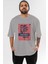 Hideout Somewhere Ön Baskılı Gri Oversize T-Shirt Unisex Erkek Kadın Bisiklet Yaka 1