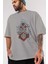 Assassins Ön Baskılı Gri Oversize T-Shirt Unisex Erkek Kadın Bisiklet Yaka 3