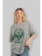 Beautiful Butterfly Ön Baskılı Gri Oversize T-Shirt Unisex Erkek Kadın Bisiklet Yaka 4