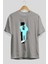 Brooklyn Style Ön Baskılı Gri Oversize T-Shirt Unisex Erkek Kadın Bisiklet Yaka 2