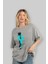 Brooklyn Style Ön Baskılı Gri Oversize T-Shirt Unisex Erkek Kadın Bisiklet Yaka 4