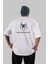 Spiderman Arka Baskılı Beyaz Oversize T-Shirt Erkek Kadın Bisiklet Yaka 1