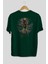 Iron Man 2 Arka Baskılı Zümrüt Yeşili Oversize T-Shirt Unisex Erkek Kadın Bisiklet Yaka 2
