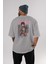 Simon 5 Anime Arka Baskılı Gri Oversize T-Shirt %100 Pamuk Erkek Kadın 4