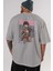Simon 5 Anime Arka Baskılı Gri Oversize T-Shirt %100 Pamuk Erkek Kadın 5