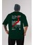 Japan Life Arka Baskılı Zümrüt Yeşili Oversize T-Shirt Unisex Erkek Kadın Bisiklet Yaka 1