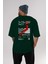 Japan Life Arka Baskılı Zümrüt Yeşili Oversize T-Shirt Unisex Erkek Kadın Bisiklet Yaka 5