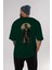 Classic Mercenary Arka Baskılı Zümrüt Yeşili Oversize T-Shirt Unisex Erkek Kadın Bisiklet Yaka 5