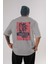Hideout Somewhere Arka Baskılı Gri Oversize T-Shirt Unisex Erkek Kadın Bisiklet Yaka 1