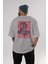 Hideout Somewhere Arka Baskılı Gri Oversize T-Shirt Unisex Erkek Kadın Bisiklet Yaka 4