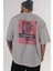 Hideout Somewhere Arka Baskılı Gri Oversize T-Shirt Unisex Erkek Kadın Bisiklet Yaka 5