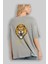 Aggressive Lion Arka Baskılı Gri Oversize T-Shirt Unisex Erkek Kadın Bisiklet Yaka 3