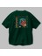 Karasu Tengu Arka Baskılı Zümrüt Yeşili Oversize T-Shirt Unisex Erkek Kadın Bisiklet Yaka 3