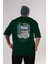 Heaven Bear Arka Baskılı Zümrüt Yeşili Oversize T-Shirt Unisex Erkek Kadın Bisiklet Yaka 1