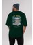 Heaven Bear Arka Baskılı Zümrüt Yeşili Oversize T-Shirt Unisex Erkek Kadın Bisiklet Yaka 5