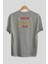 Houston Arka Baskılı Gri Oversize T-Shirt Unisex Erkek Kadın Bisiklet Yaka 2