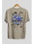 Jurassic Park (5) Arka Baskılı Bej Oversize T-Shirt Bisiklet Yaka Pamuk Erkek Kadın 2